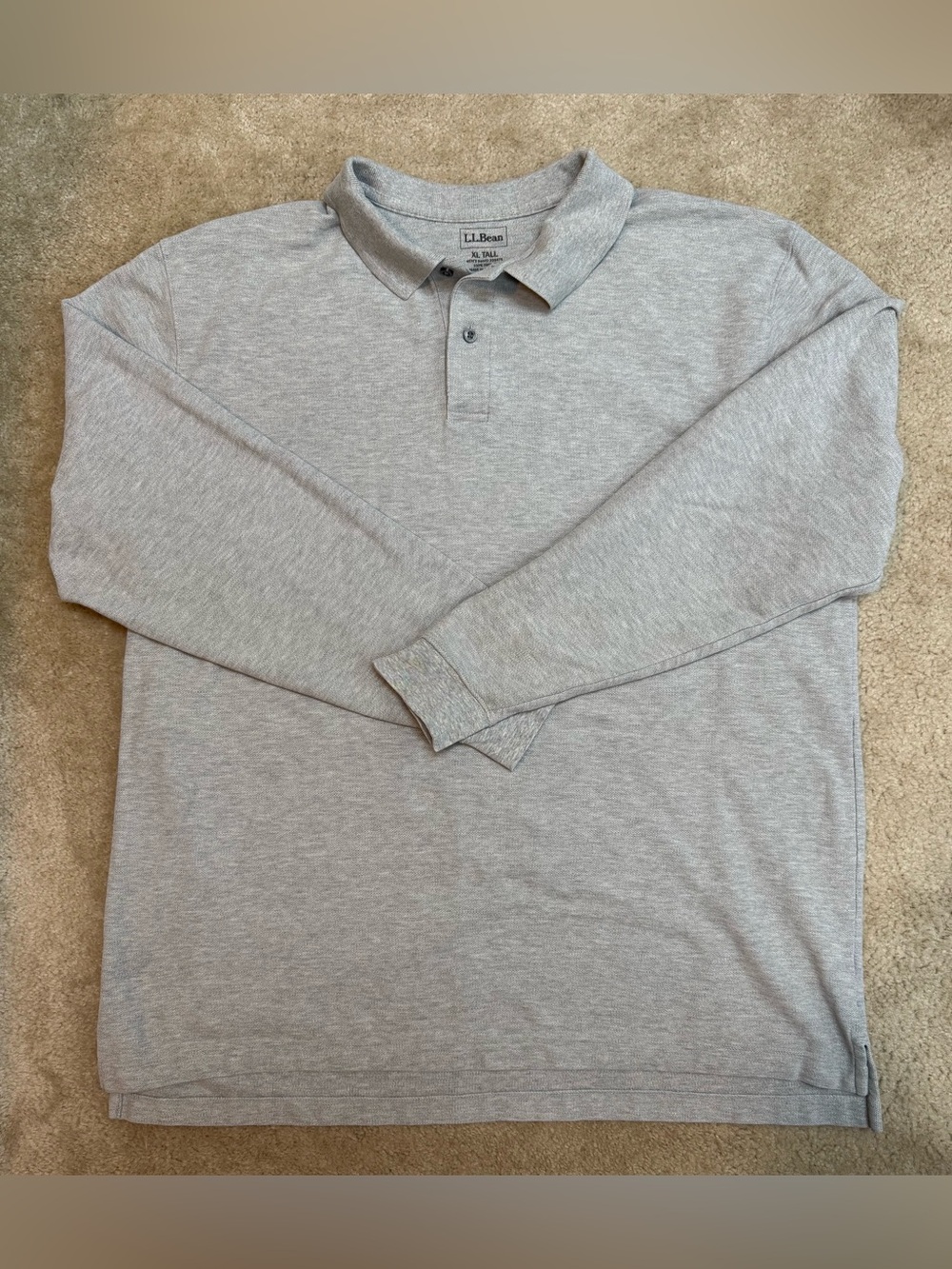 L.L. Bean Men's CL Tall Long-Sleeve Polo Shirt in Heather Gray
